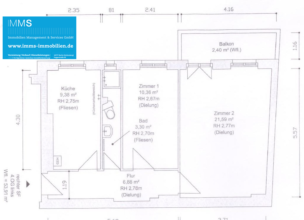Berlin – Wedding | 2-Zimmer-Altbau-/Gewerbe-Wohnung | ca. 54 m² - Photo 3